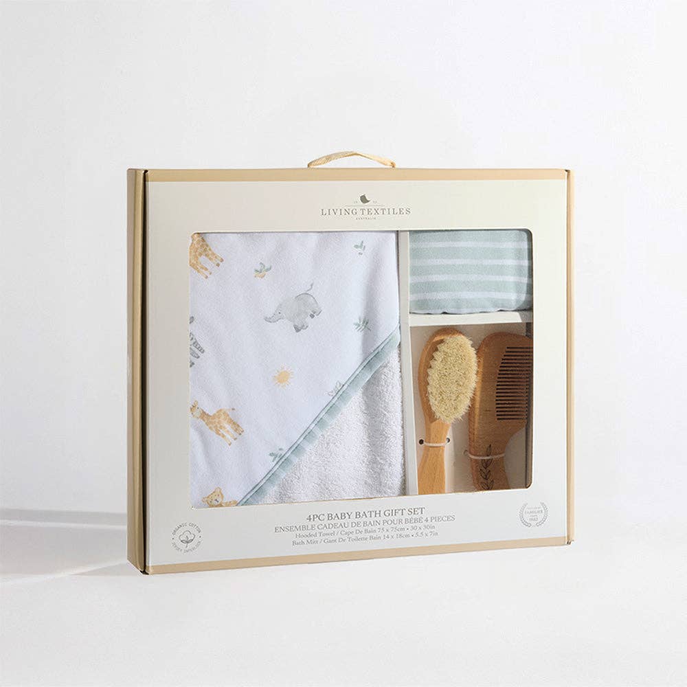 Living Textiles 4pc Baby Bath Gift Set | Roam & Roar