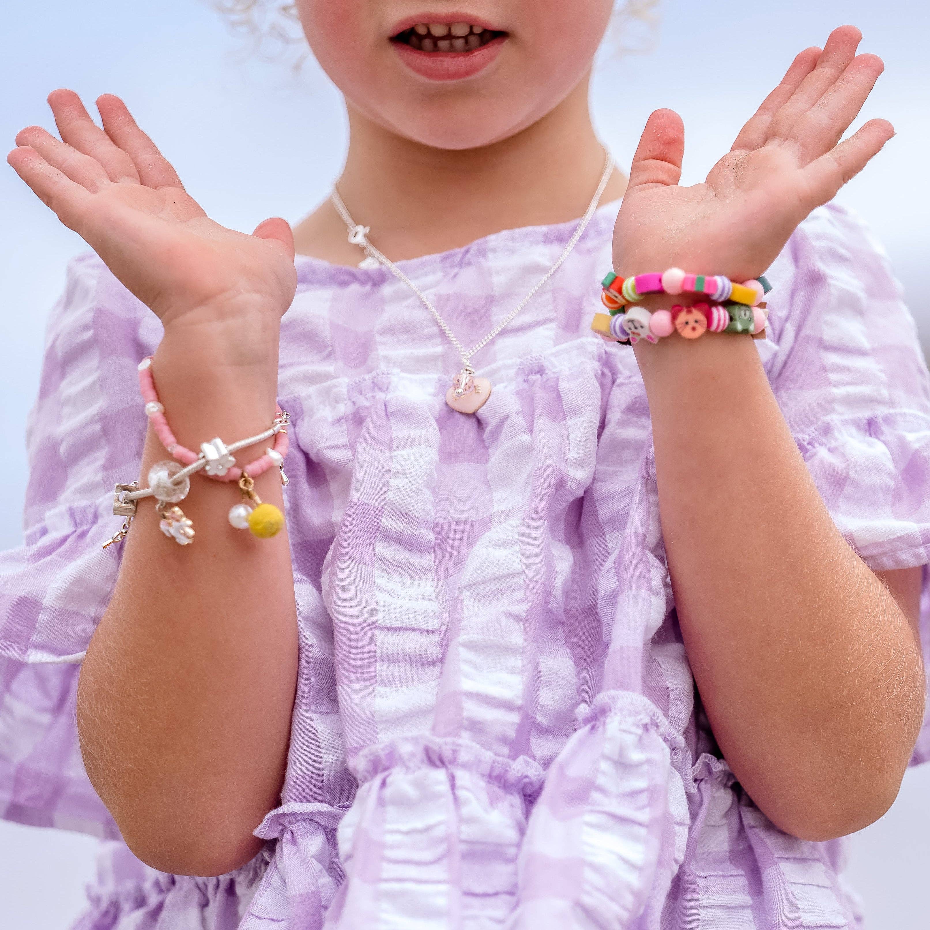 Lauren Hinkley | Pink Bracelet with Pom Pom and Pearl