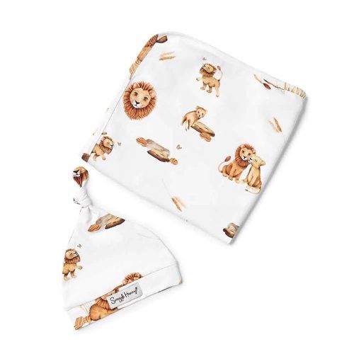 Snuggle Hunny Jersey Wrap & Beanie Set Lion