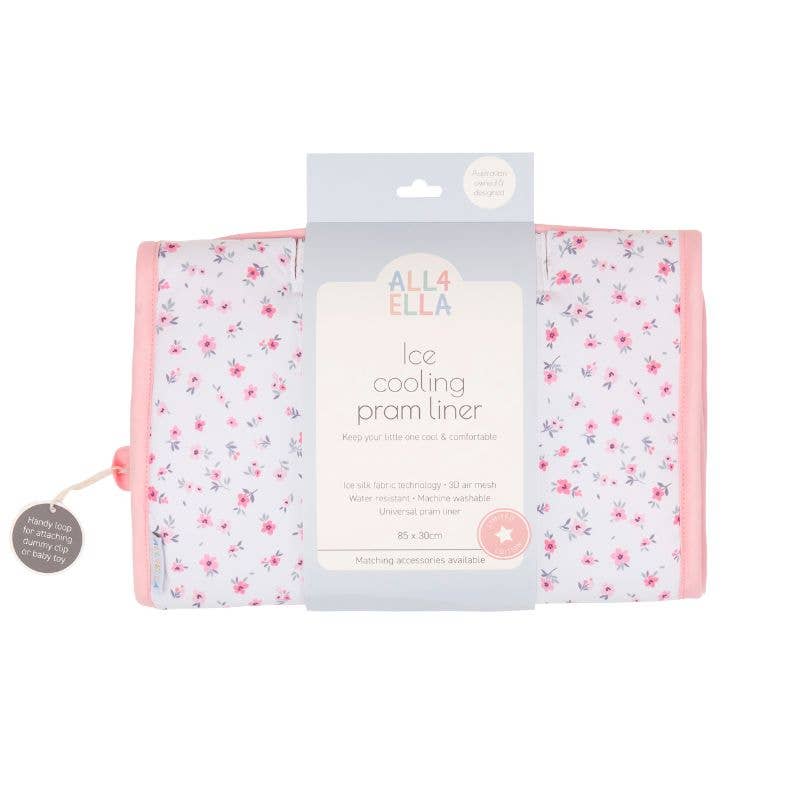 All4Ella | Ice Cooling Pram Liner | Pink Petals