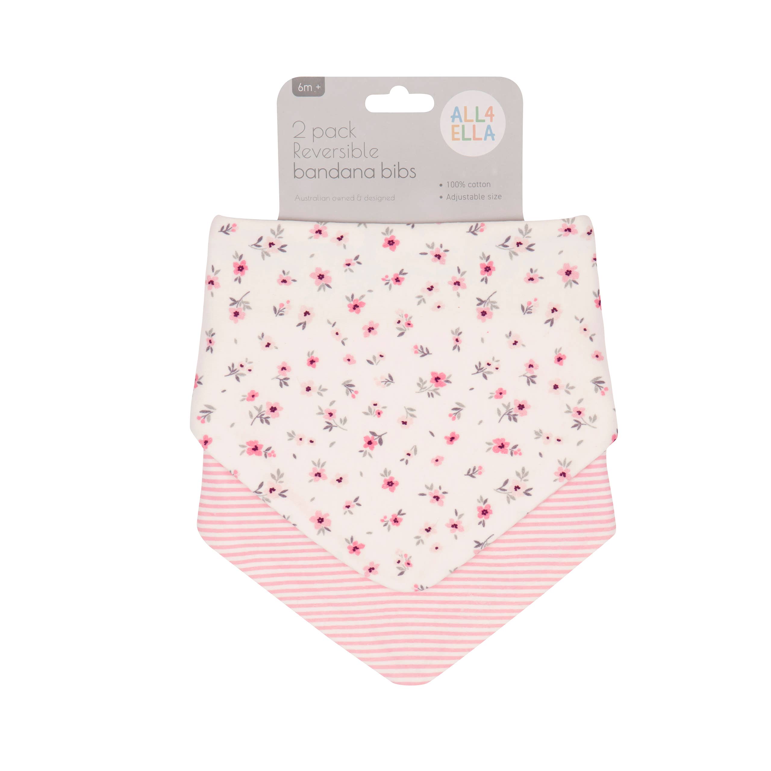 All4Ella | Bandana Bibs 2pk | Pink Petals