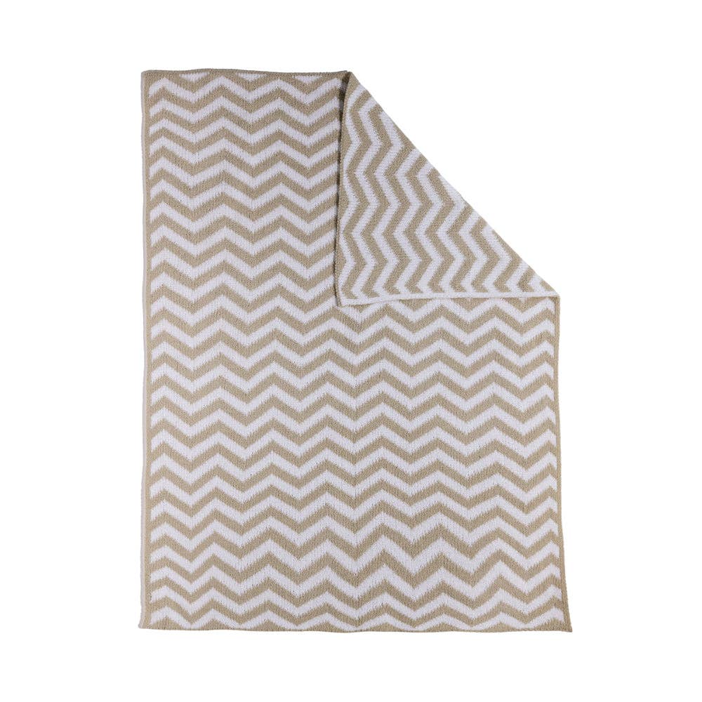 Living Textiles Chenille Blanket Chevron Taupe