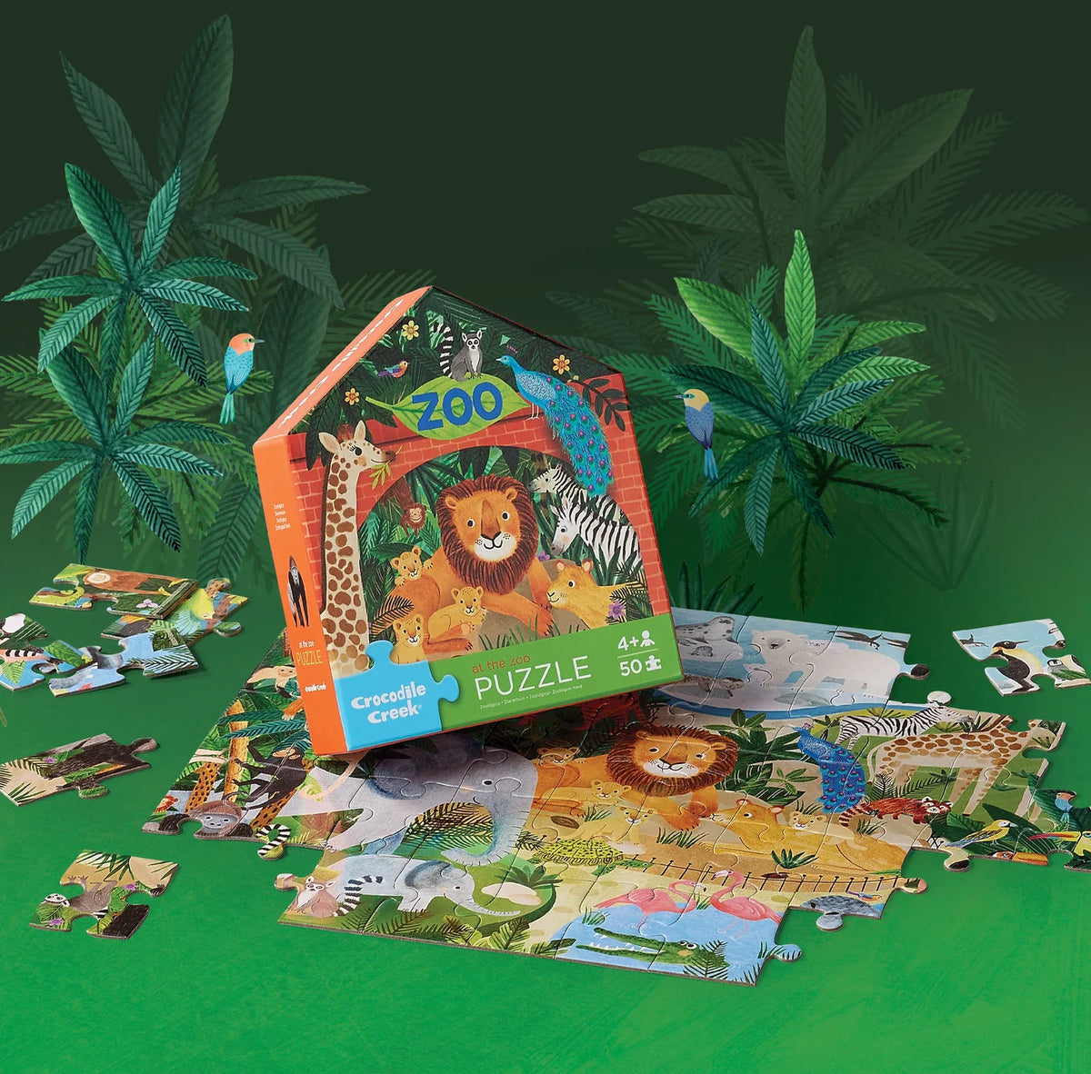 Crocodile Creek | Flat House Puzzle 50 pc - Zoo