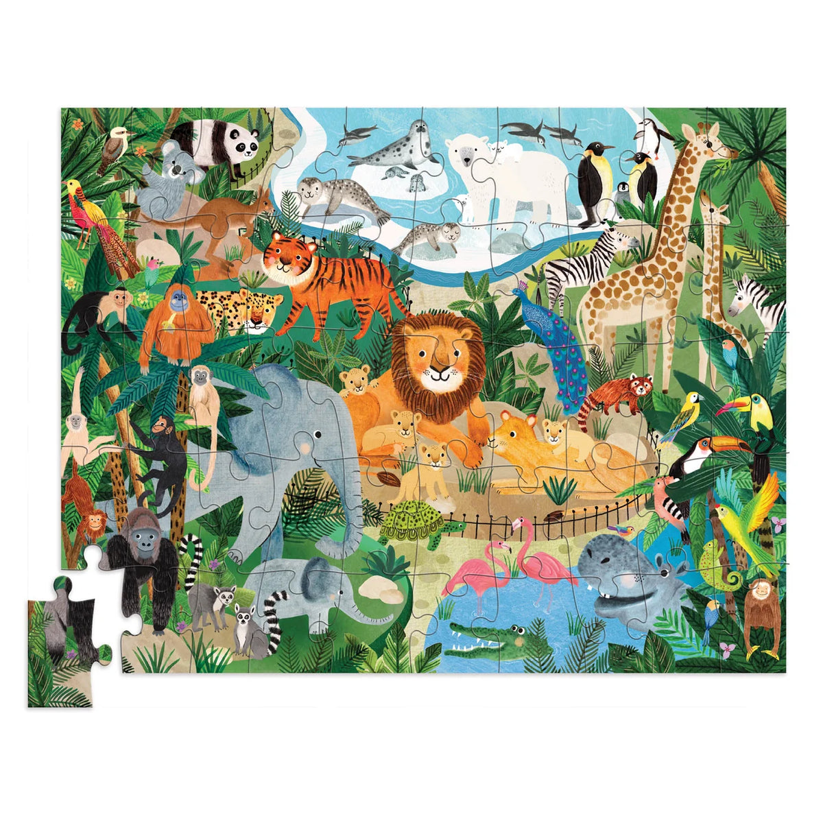 Crocodile Creek | Flat House Puzzle 50 pc - Zoo