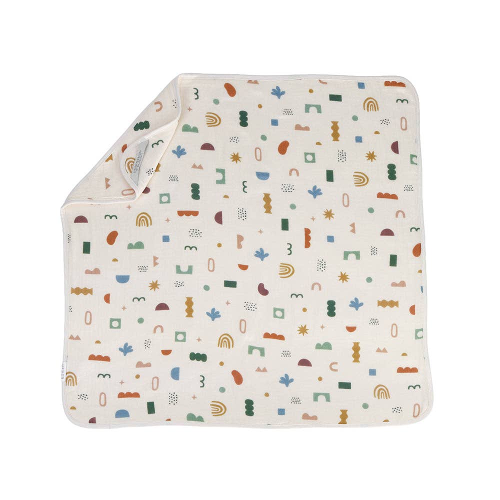 Living Textiles | 5 Layer Muslin Pram Blanket Geo Mod