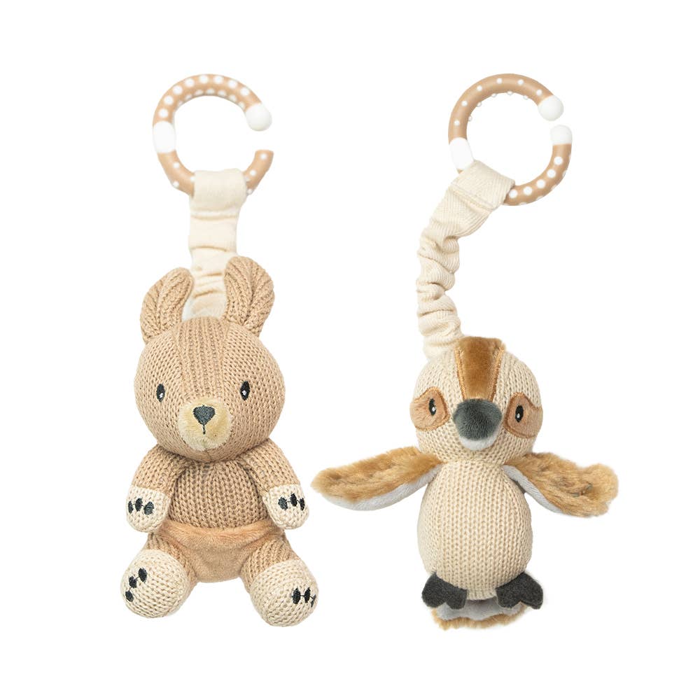 Living Textiles - 2pk Stroller Toy - Kangaroo & Kookaburra