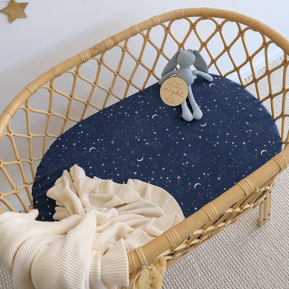 Snuggle Hunny - Starry Night Organic Bassinet Sheet / Change Pad Cover