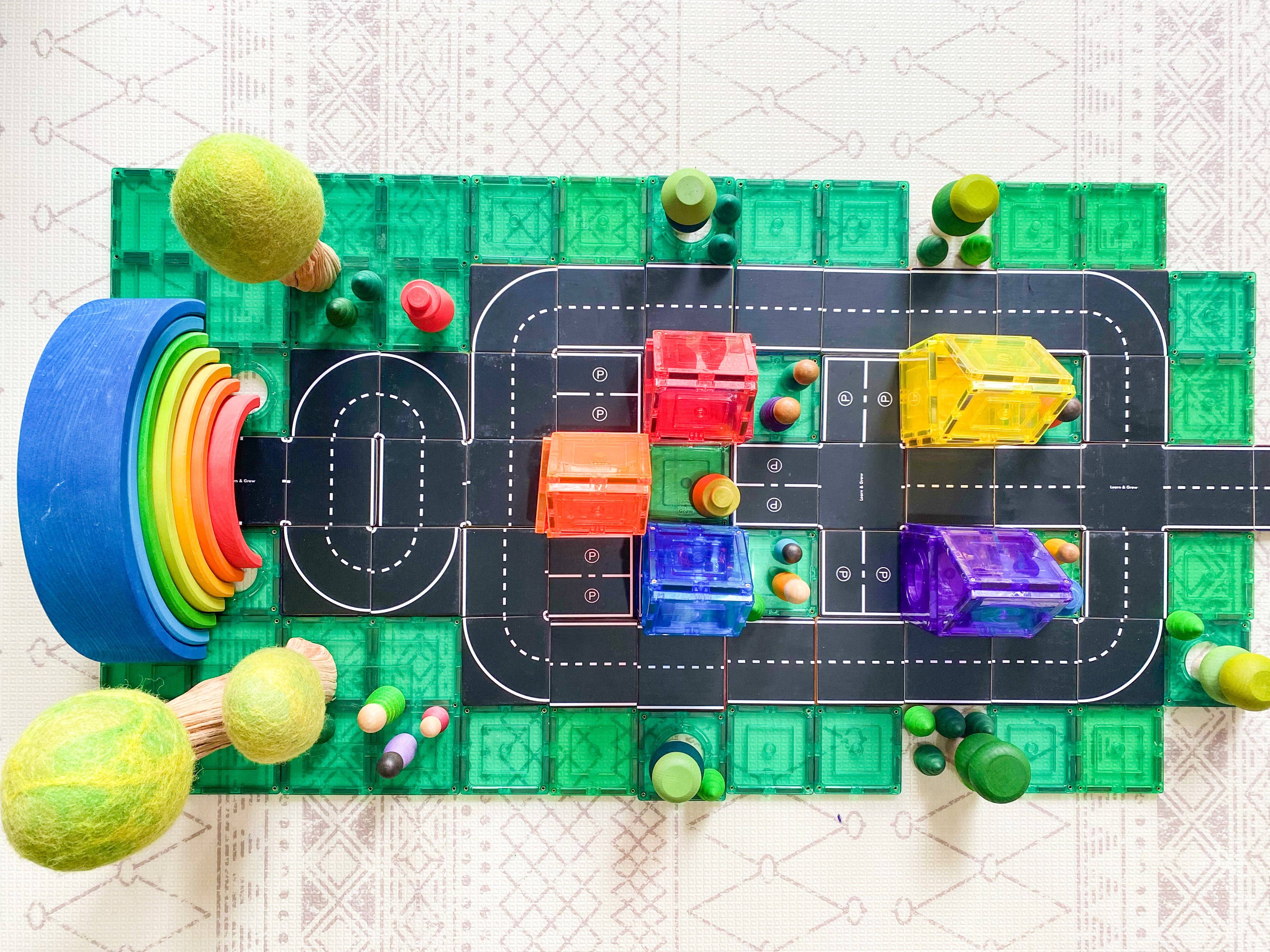 Learn & Grow Magnetic Tile Topper - Road Pack (40 Piece)