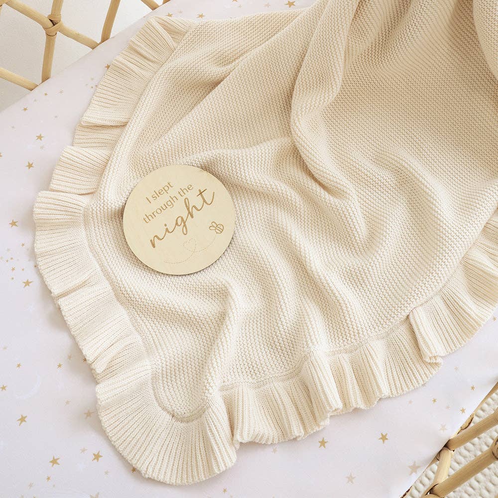 Snuggle Hunny - Cream Ruffle Knit Organic Baby Blanket