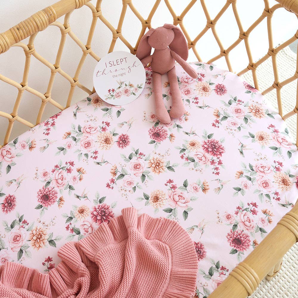 Snuggle Hunny - Birds & Blooms Organic Bassinet Sheet / Change Pad Cover