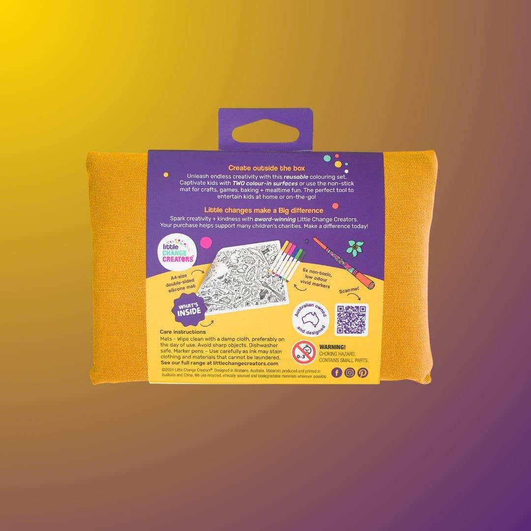 Little Change Creators - G’DAY! Pocket Reusable Colouring Mat | Australian Gift