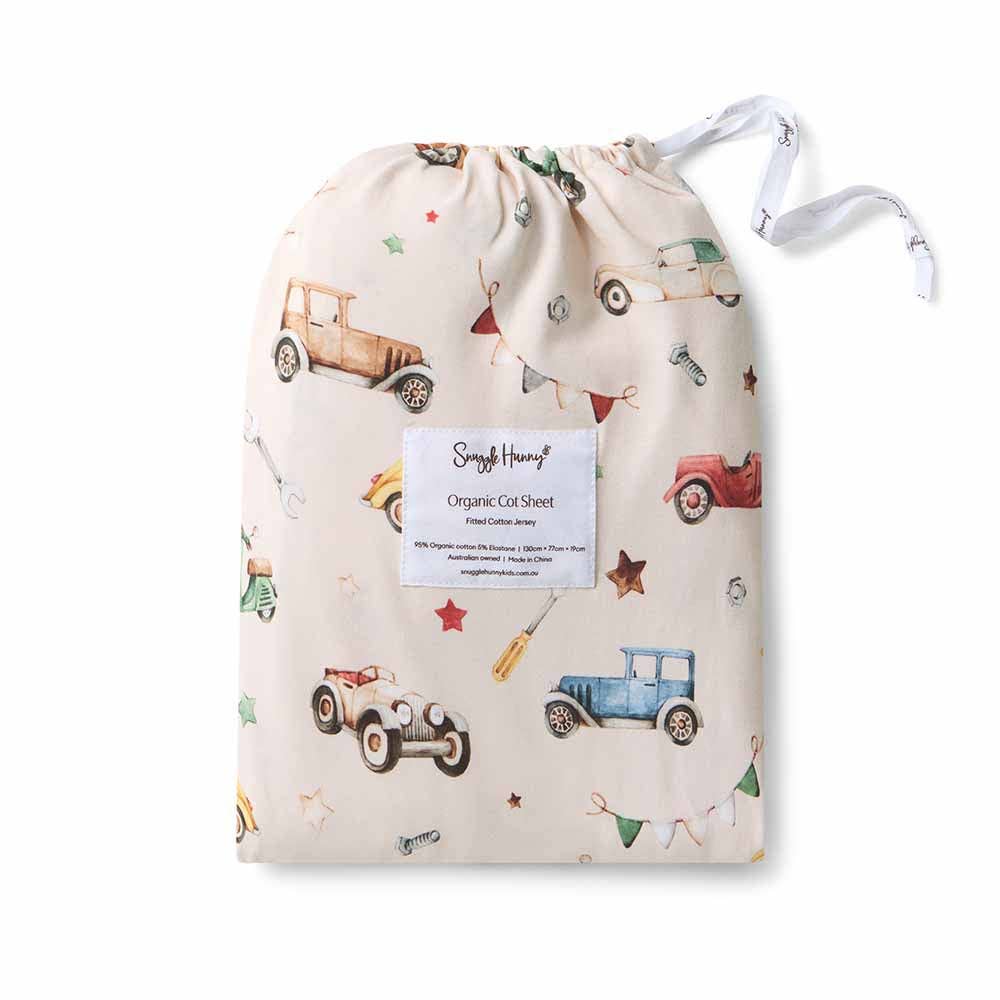 Snuggle Hunny - Vintage Cars Organic Fitted Cot Sheet