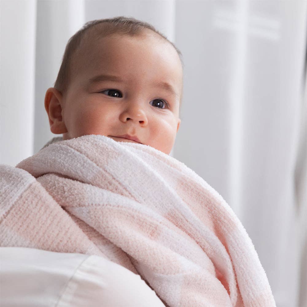 Living Textiles Chenille Blanket Checkered Pink