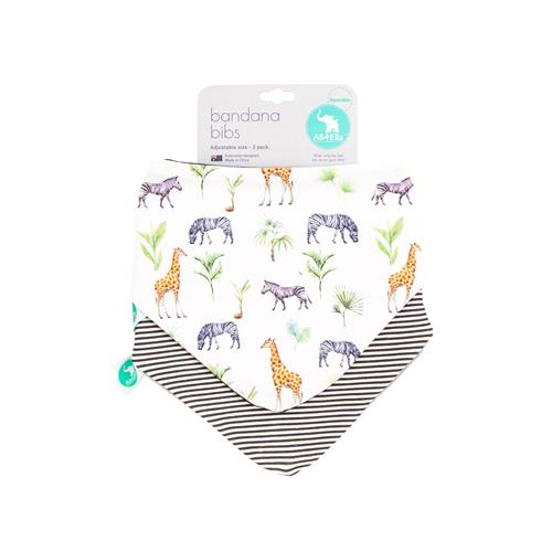 All 4 Ella Bandana Bibs Safari 2pk