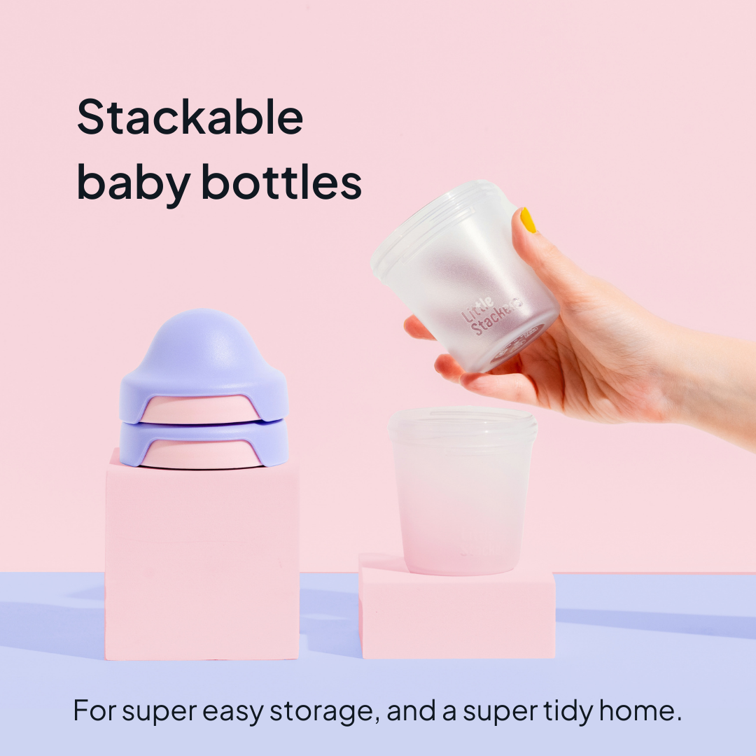 Little Stackers - 180ml Baby Bottle Two Pack: Teal Navy / Latchtastic - Slow