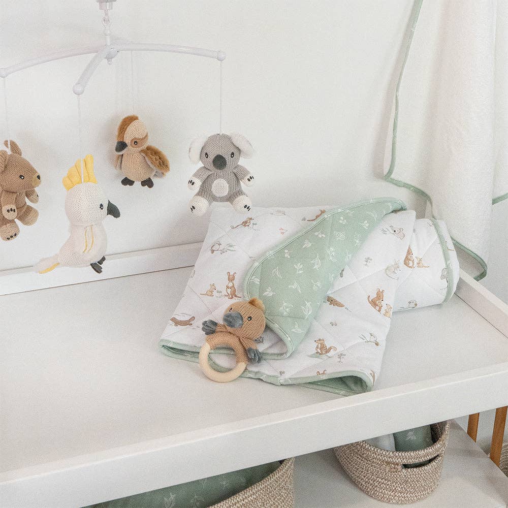 Living Textiles - Reversible Quilted Cot Comforter - Australiana