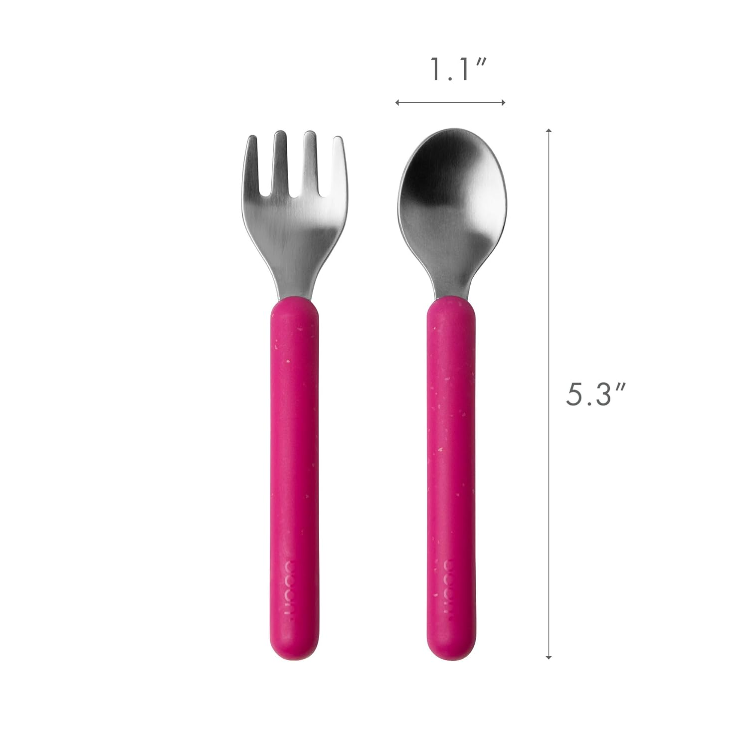 Boon | CHOW Stainless Steel Toddler Utensils | Magenta