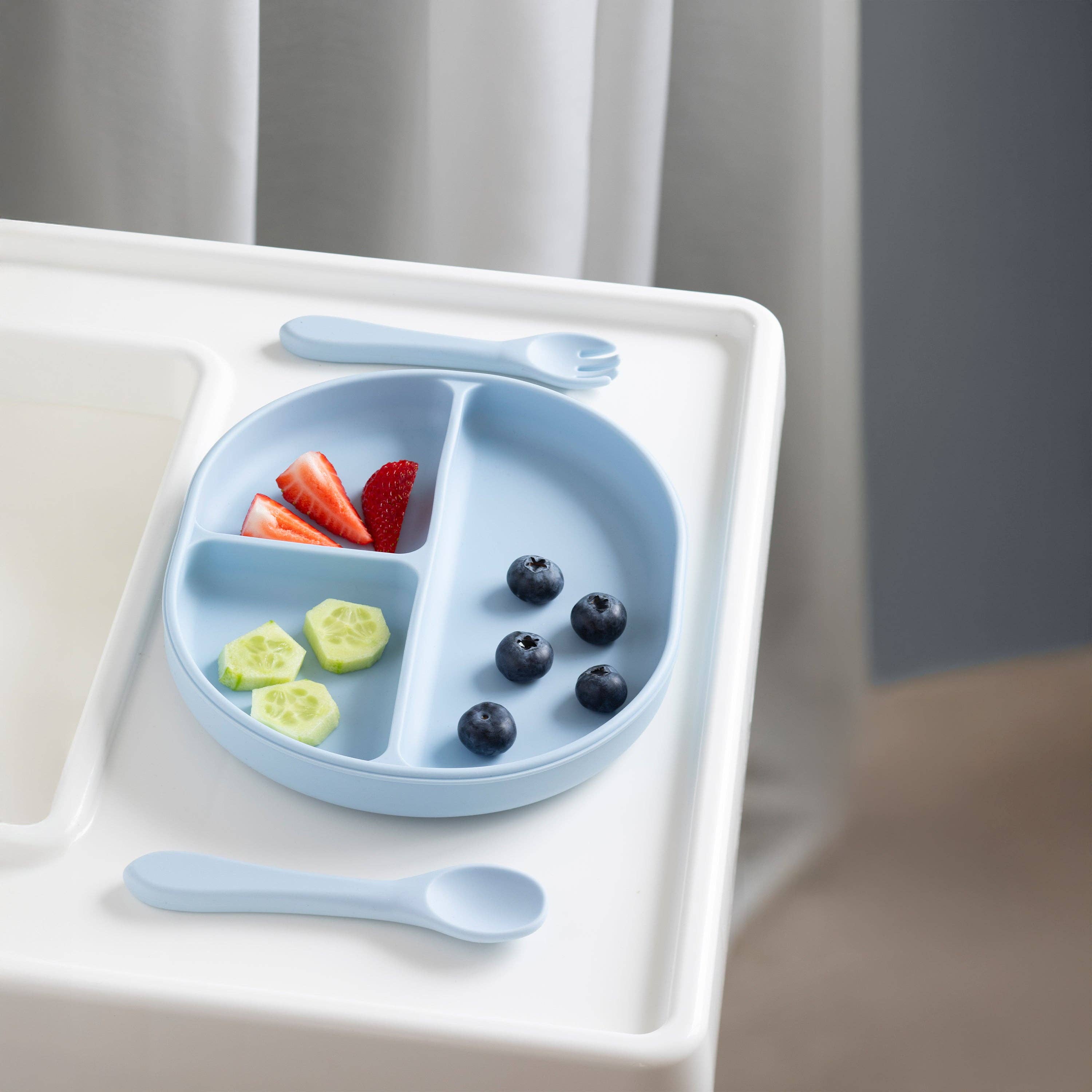 Living Textiles - Silicone Feeding Set- Dusty Blue