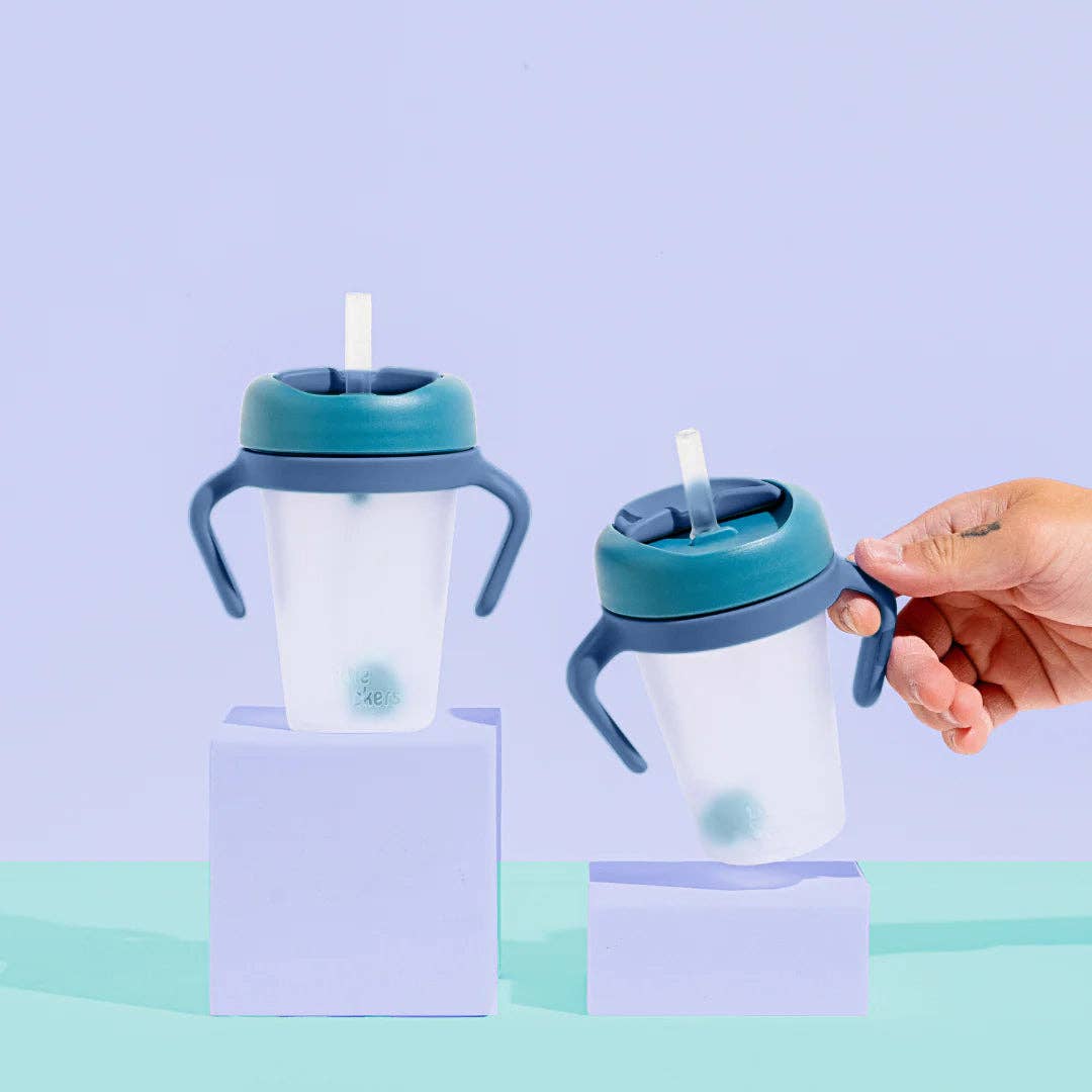Little Stackers | Weighted Straw Sippy Cup Two Pack: Teal Navy