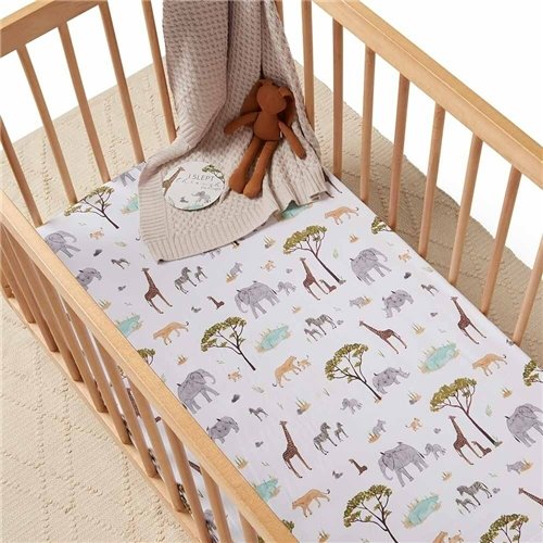 Snuggle Hunny Fitted Cot Sheet Safari