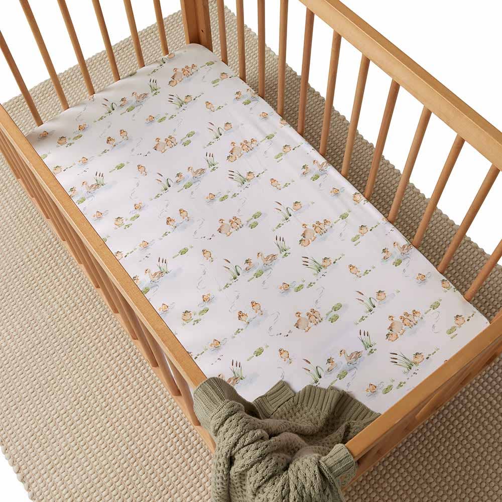 Snuggle Hunny Organic Fitted Cot Sheet | Duck Pond