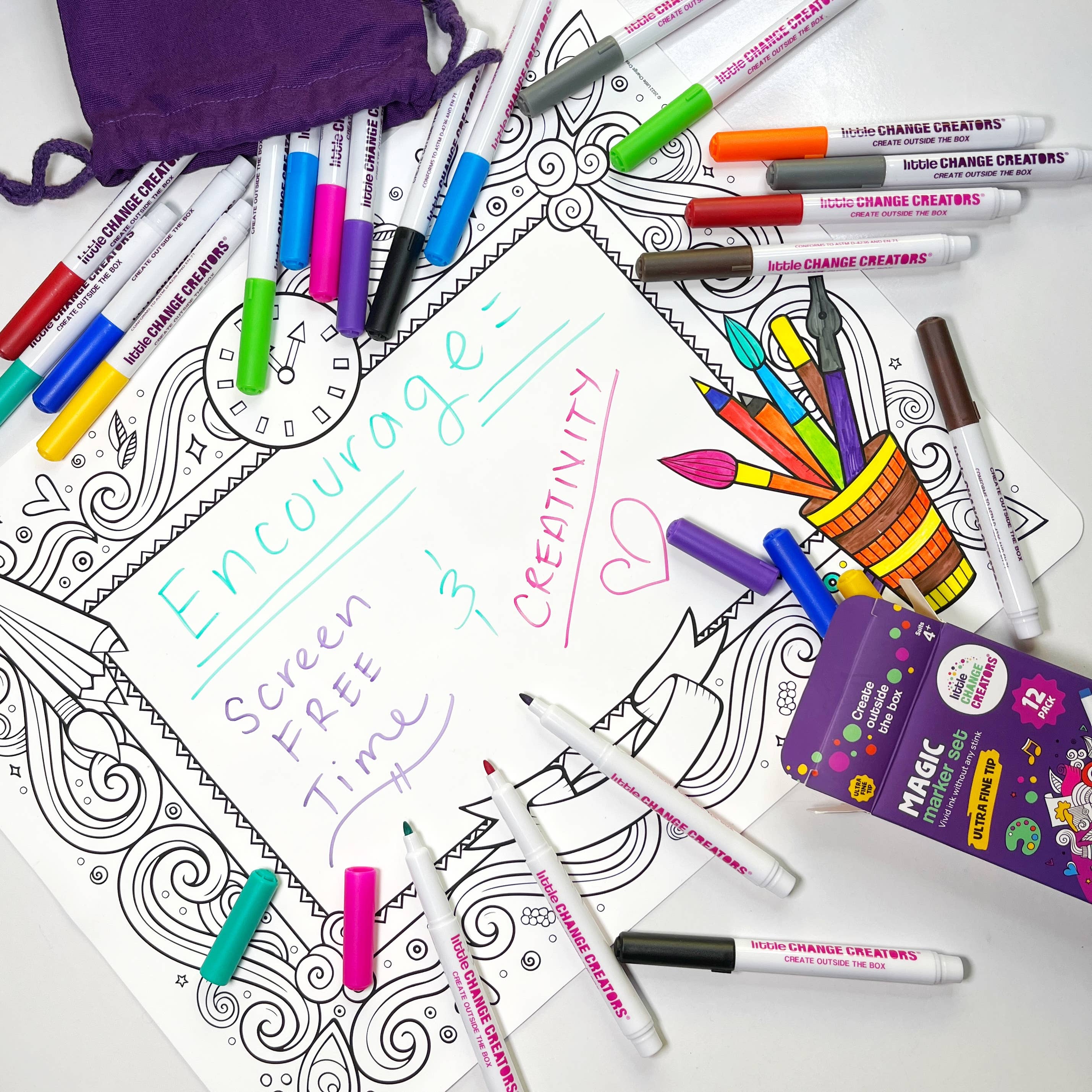 Little Change Creators | IMAGINATION | Re-FUN-able™ Reusable Colouring + Doodle Mat