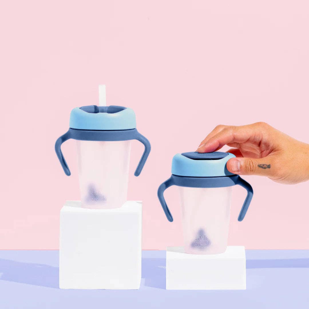 Little Stackers | Weighted Straw Sippy Cup Two Pack: Teal Navy