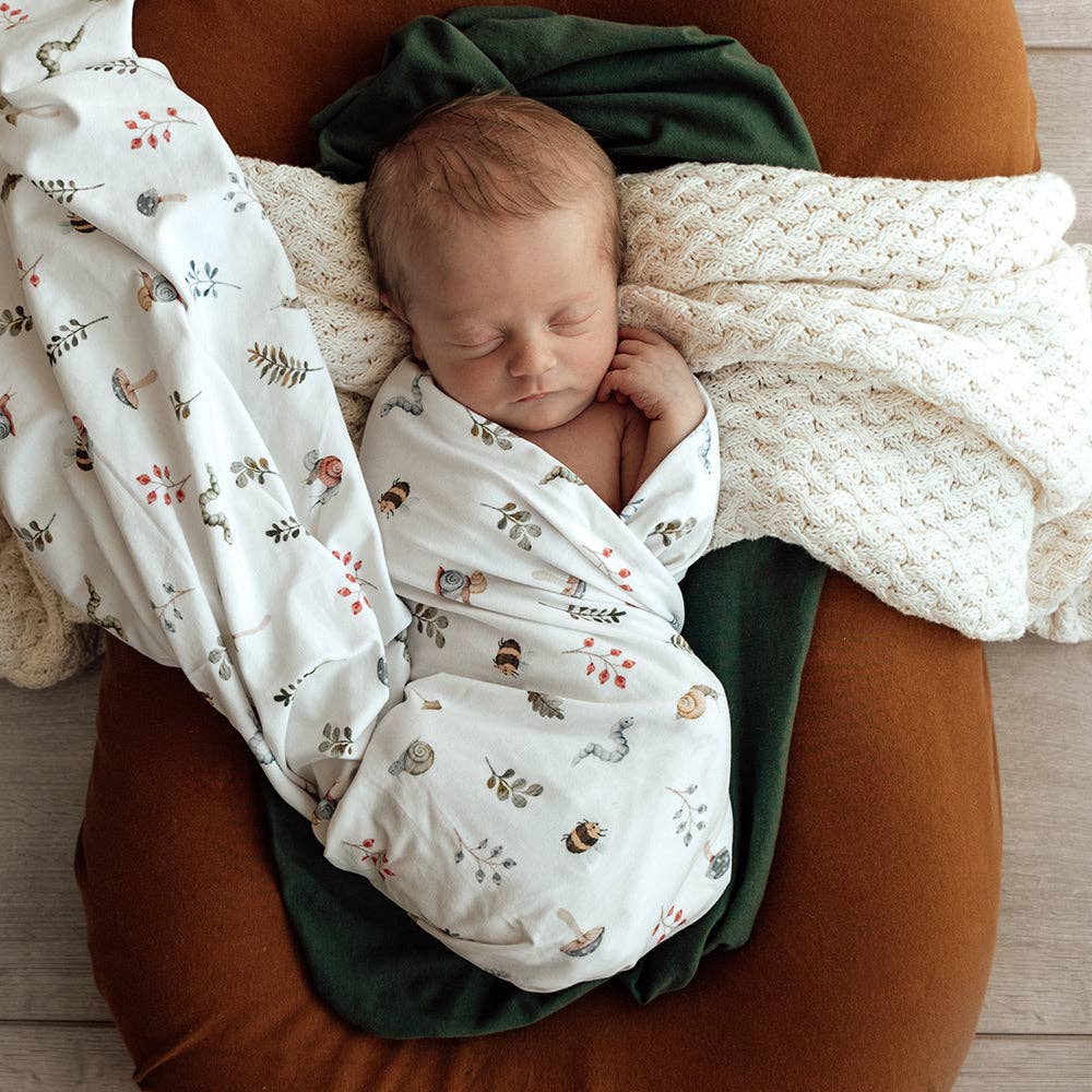 Snuggle Hunny | Organic Jersey Wrap & Beanie Set | Garden Friends