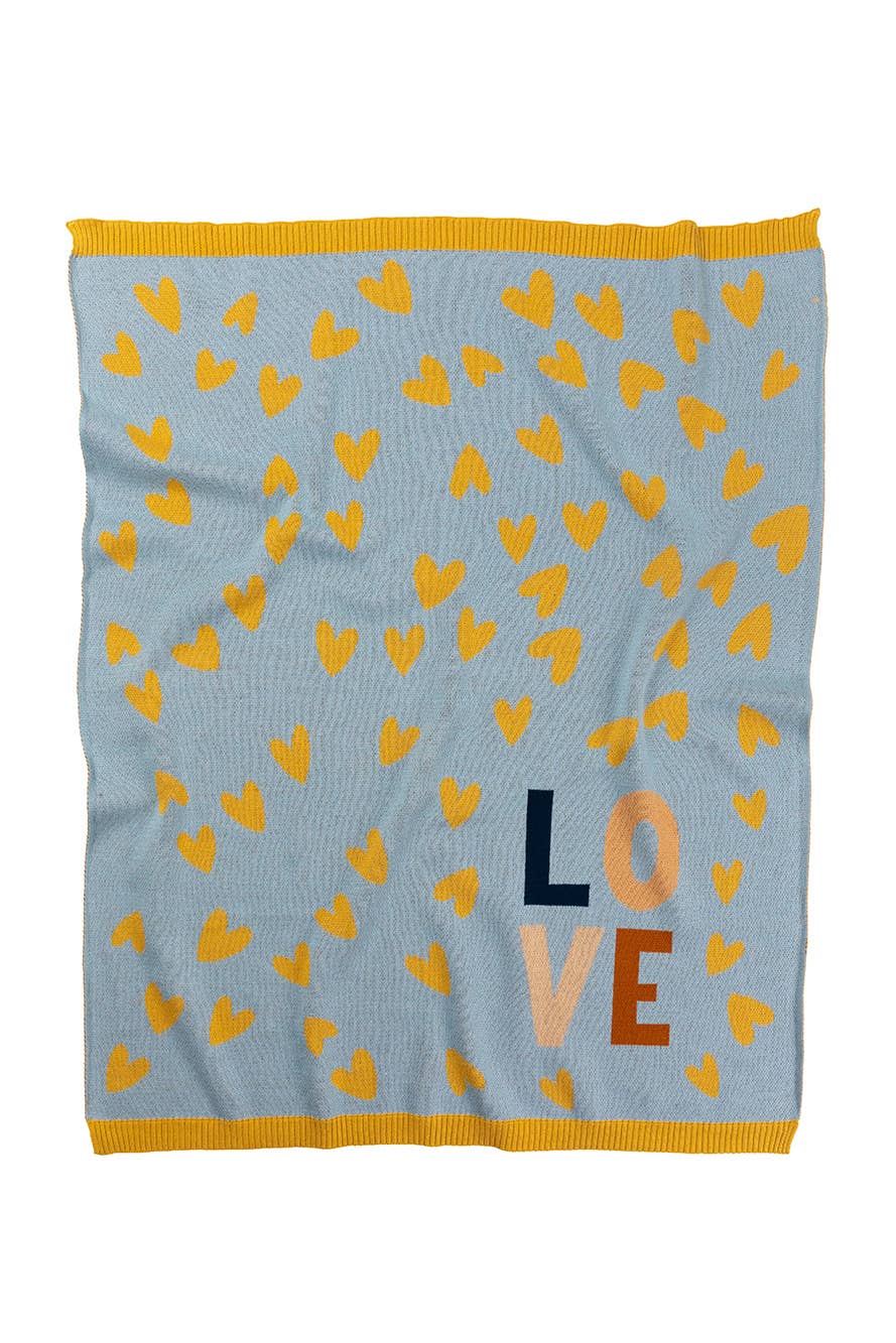 Indus Design -  Love Heart Blanket Blue