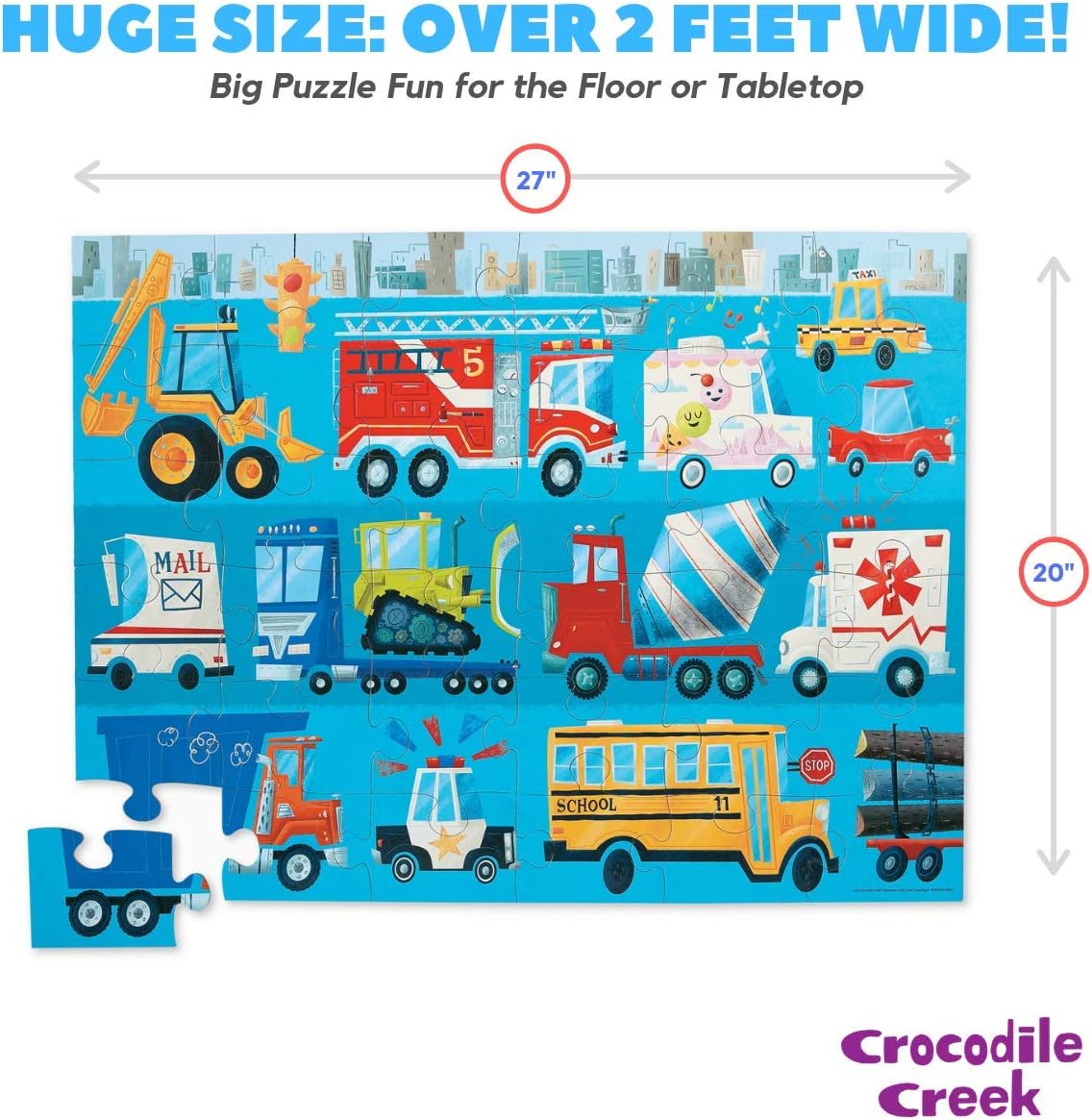 Crocodile Creek | Classic Floor Puzzle | Vehicles 36 piece