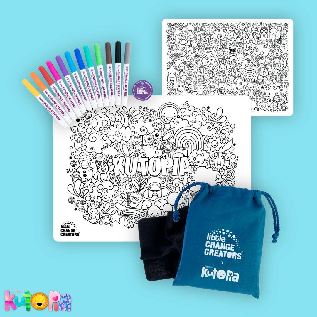 Little Change Creators | KUTOPIA | Re-FUN-able™ Reusable Colouring + Doodle Mat