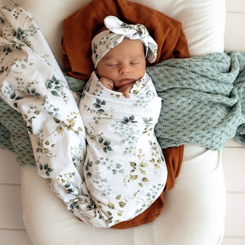 Snuggle Hunny | Organic Jersey Wrap & Topknot Set | Eden