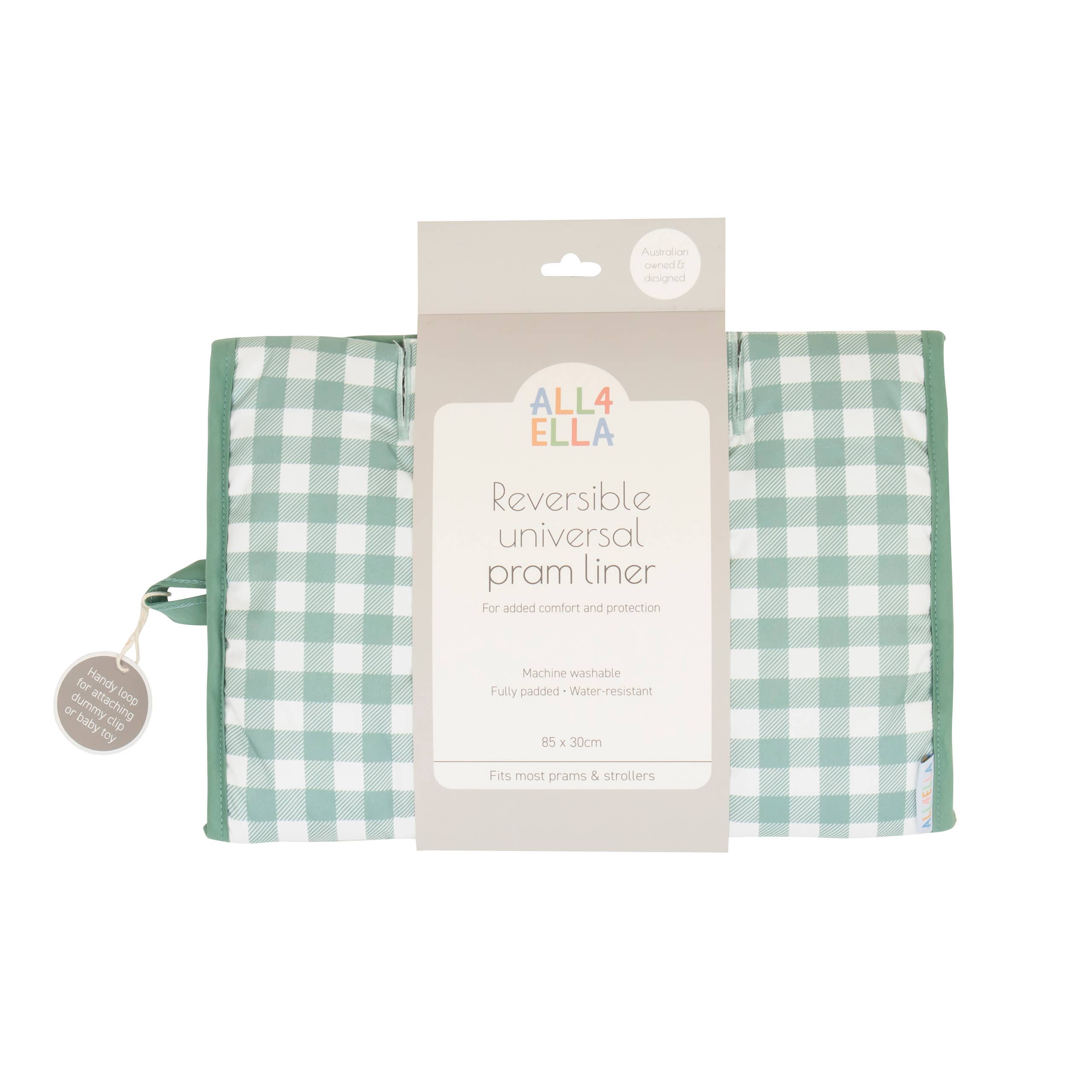 All4Ella | Universal Pram Liner | Gingham Sage