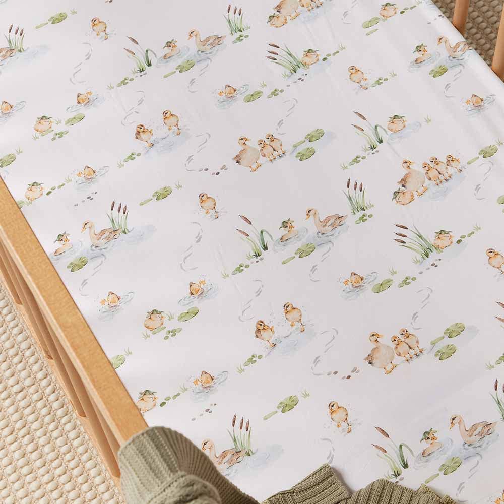 Snuggle Hunny Organic Fitted Cot Sheet | Duck Pond