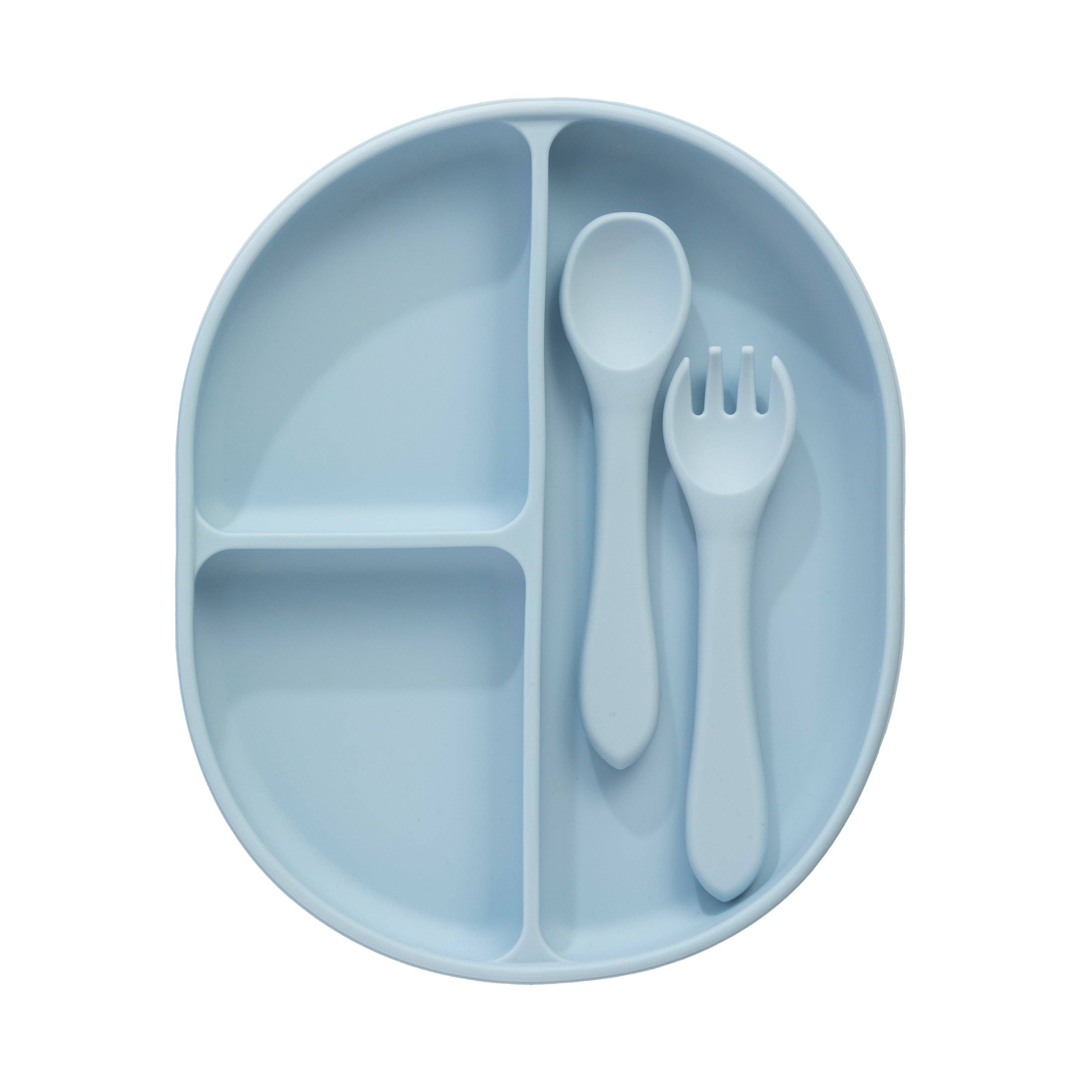 Living Textiles - Silicone Feeding Set- Dusty Blue