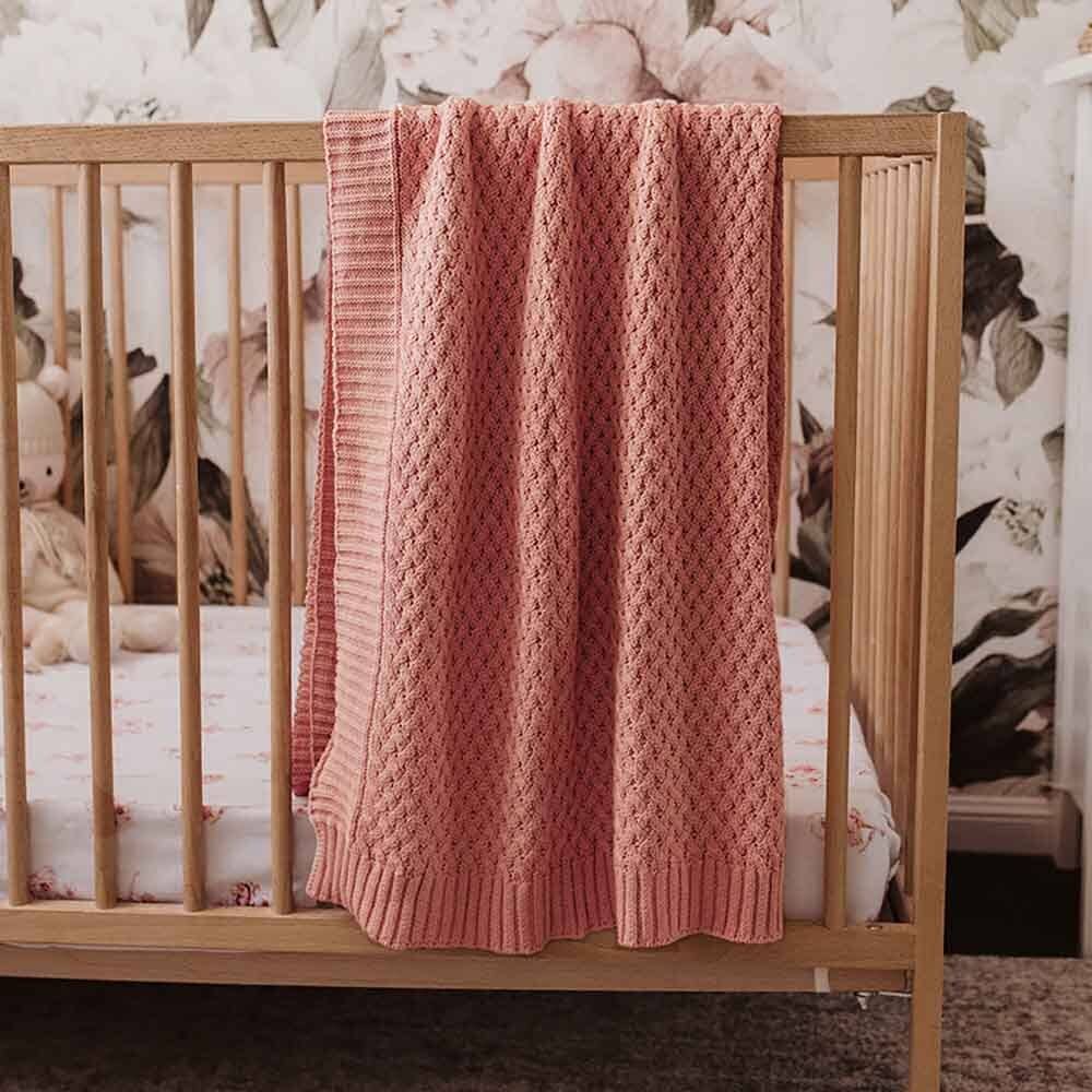 Snuggle Hunny - Rosa Diamond Knit Organic Baby Blanket