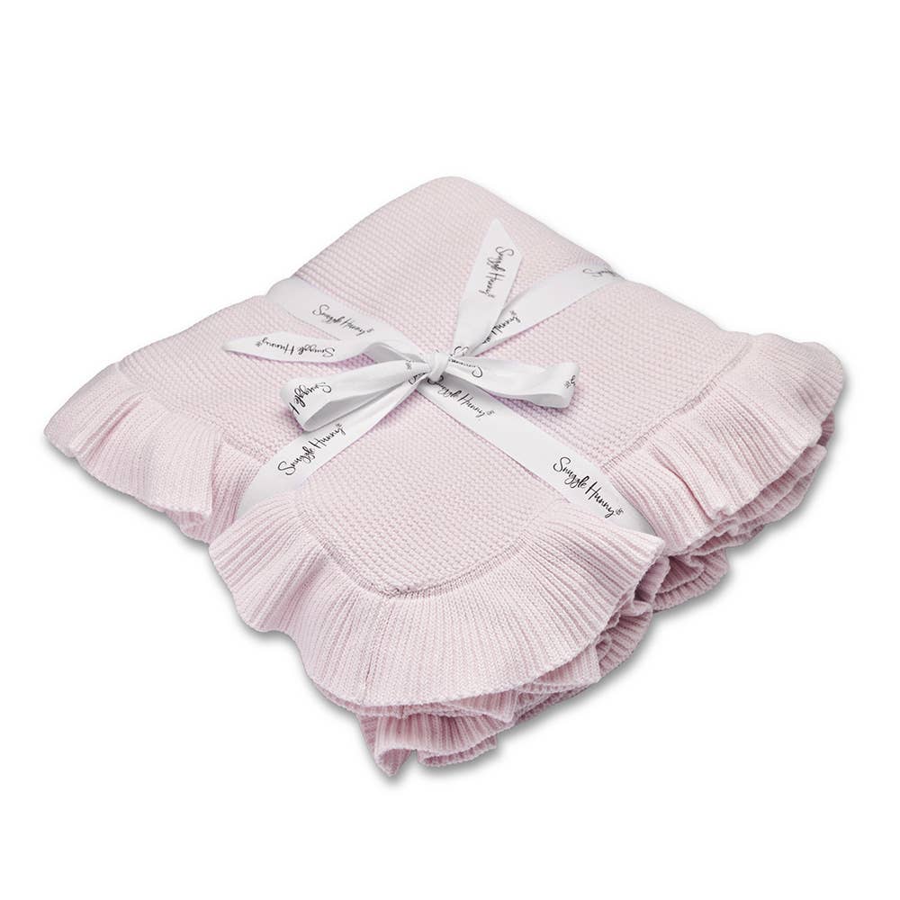 Snuggle Hunny - Blush Pink Ruffle Knit Organic Baby Blanket