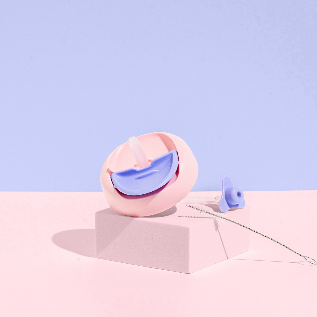 Little Stackers | Sippy Lid Plus Weighted Straw. (No Cup): Pink Purple