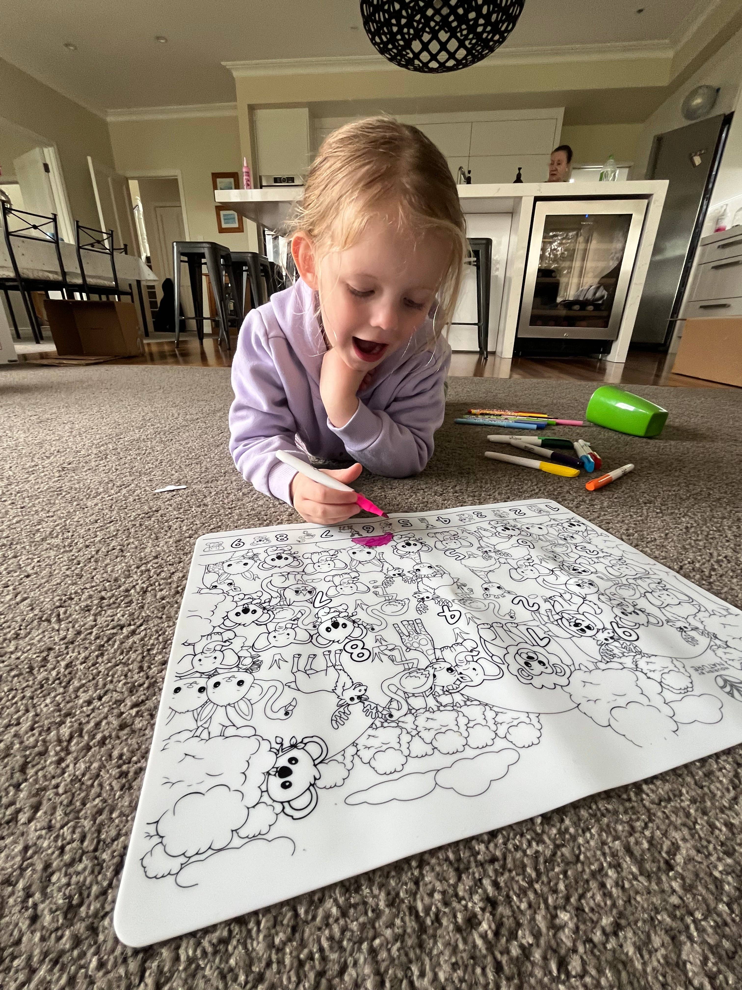 Nourish By Nature - Reusable Colouring Mat | Dinosaur Seek & Spot A3 Silicone