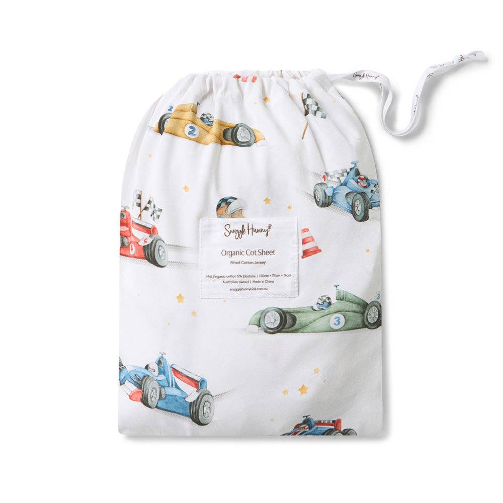Snuggle Hunny - Little Racers Organic Fitted Cot Sheet