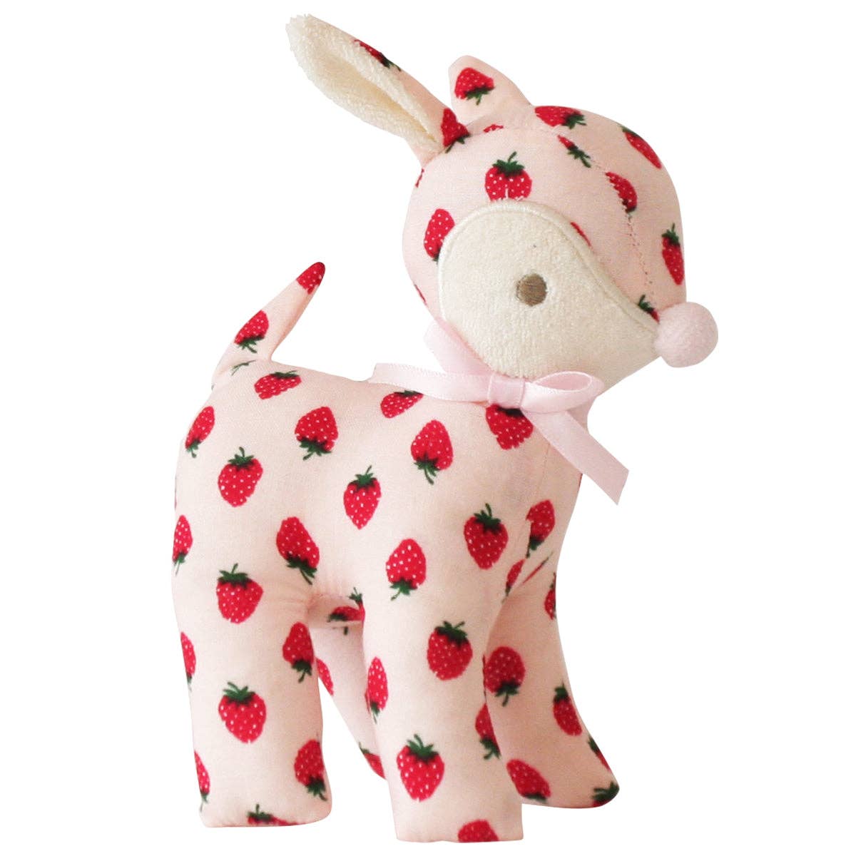 Alimrose Baby Deer Rattle 16cm Strawberry