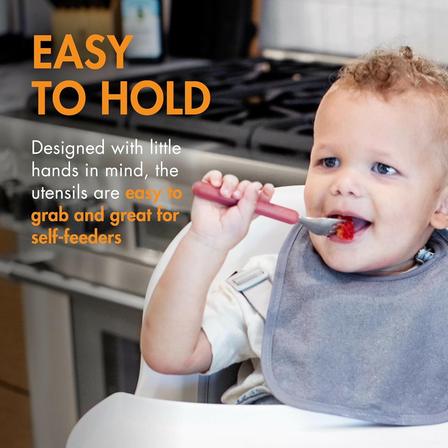 Boon | CHOW Stainless Steel Toddler Utensils | Magenta