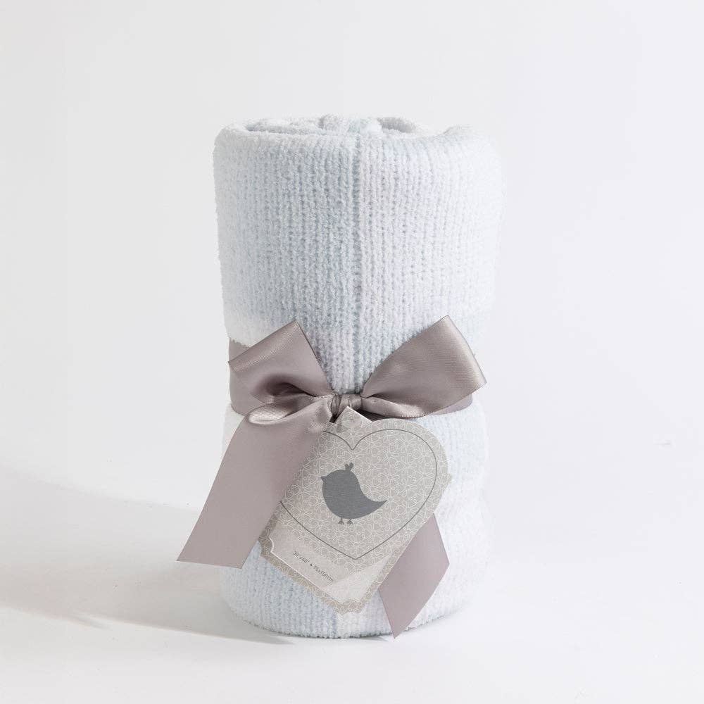 Living Textiles Chenille Blanket Checkered Blue