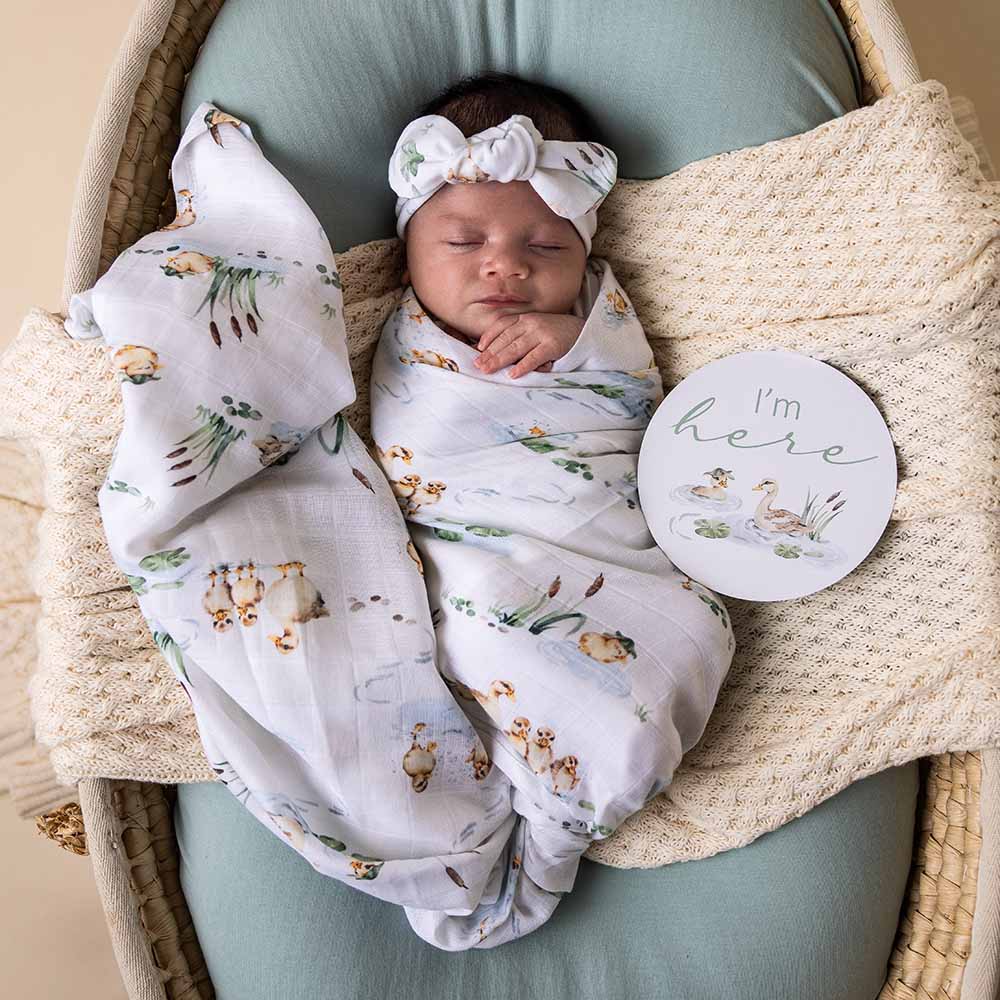 Snuggle Hunny | Organic Muslin Wrap | Duck Pond