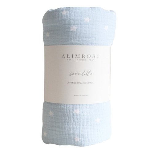 Alimrose Muslin Swaddle Starry Night Baby Blue