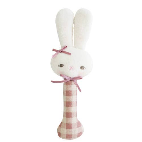 Alimrose Bunny Stick Rose Linen Check