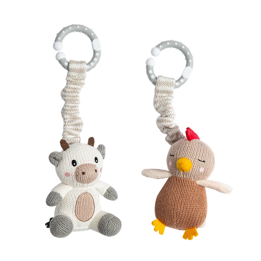 Living Textiles - 2pk Stroller Toy - Cow & Chicken