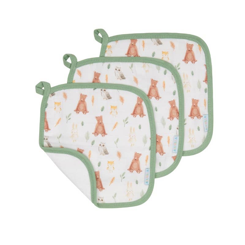All4Ella | Wash Cloths 3pk | Forest Friends