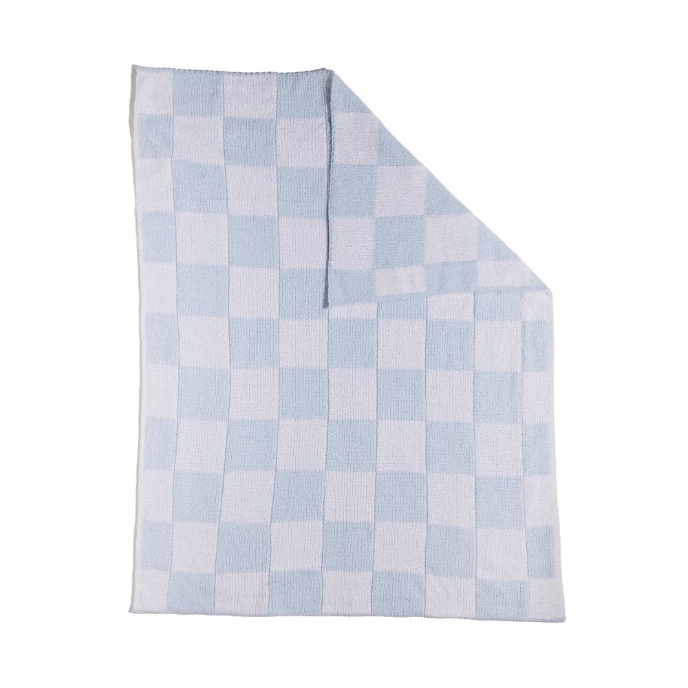 Living Textiles Chenille Blanket Checkered Blue