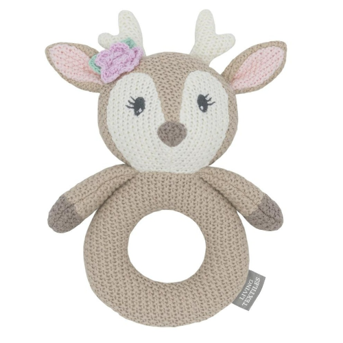 Living Textiles Knitted Ring Rattle Ava the Fawn